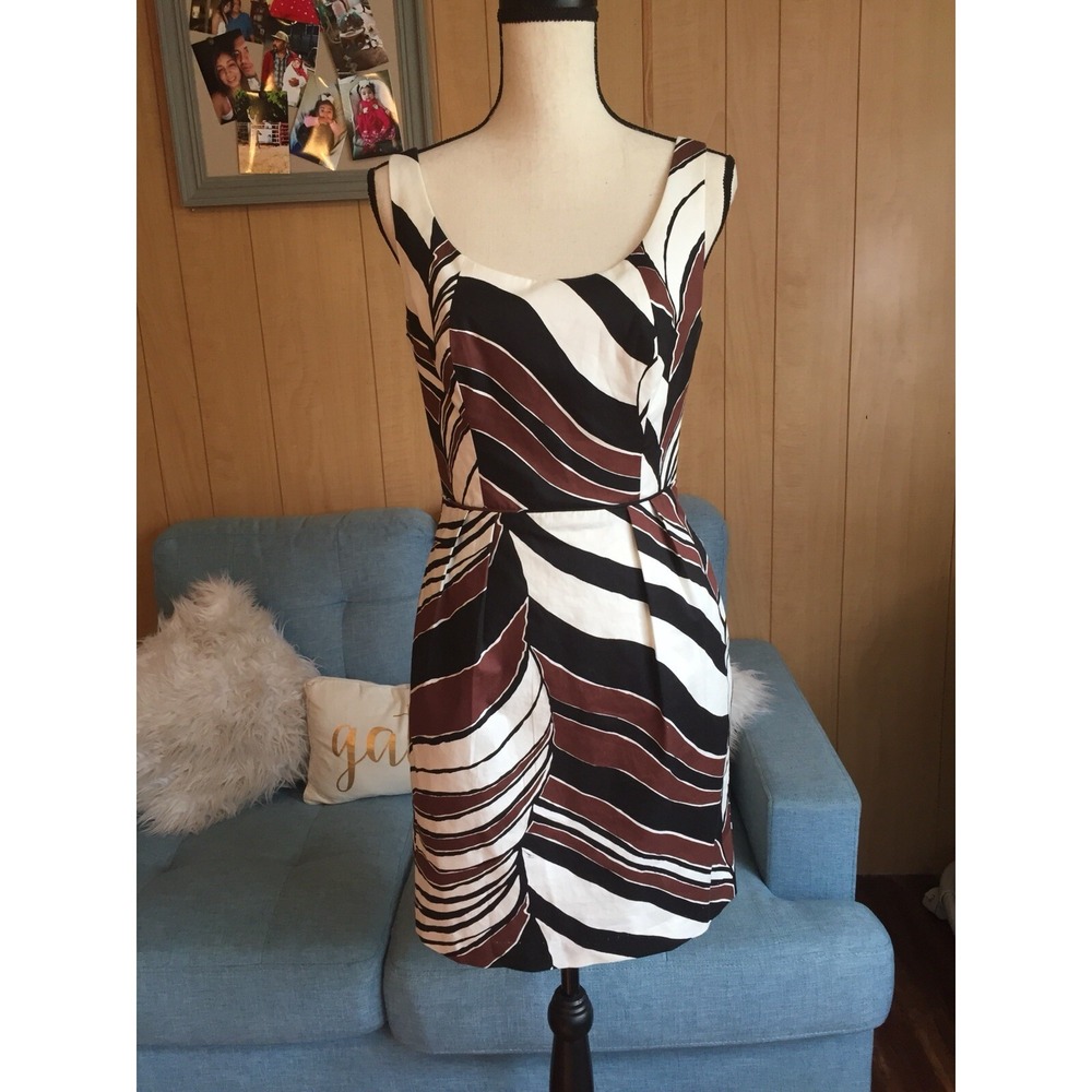 Trina Turk Multiprint‎ Fitted Dress Size 6 Womens Brown